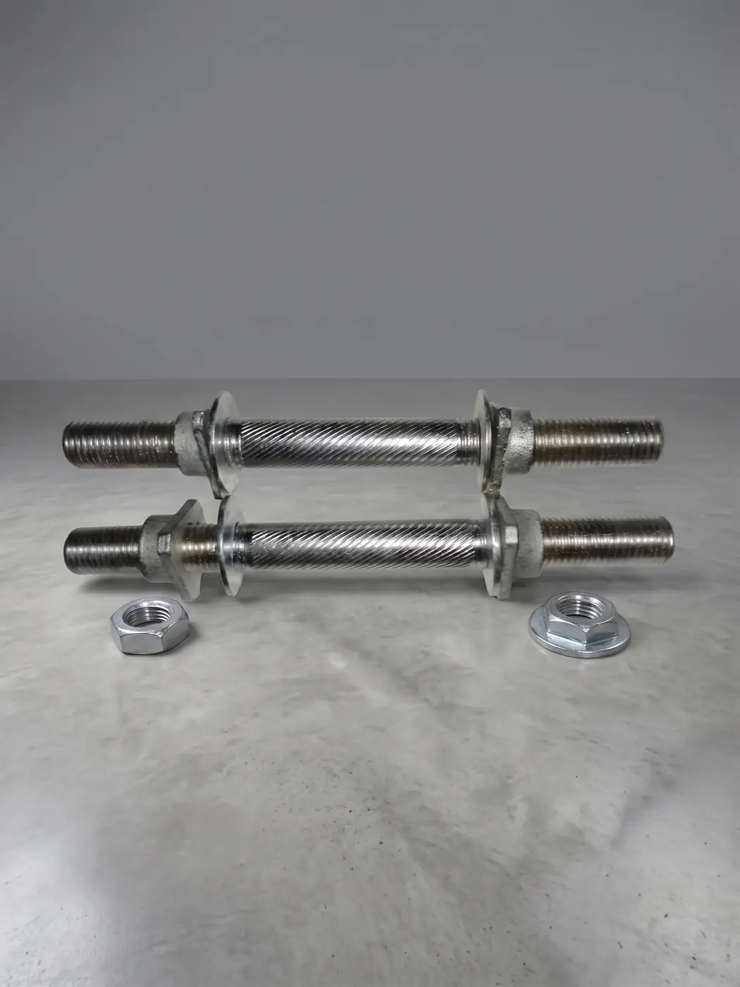Pair of threaded dumbbell rods with spin lock collars